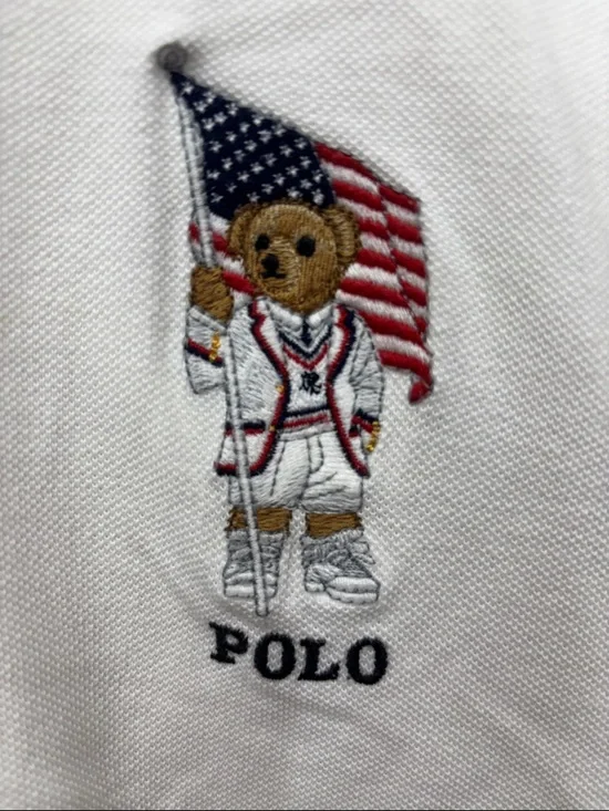 Polo by Ralph Lauren White Short-Sleeve Polo with Patriotic Bear Embroidery - Picture 6 of 6